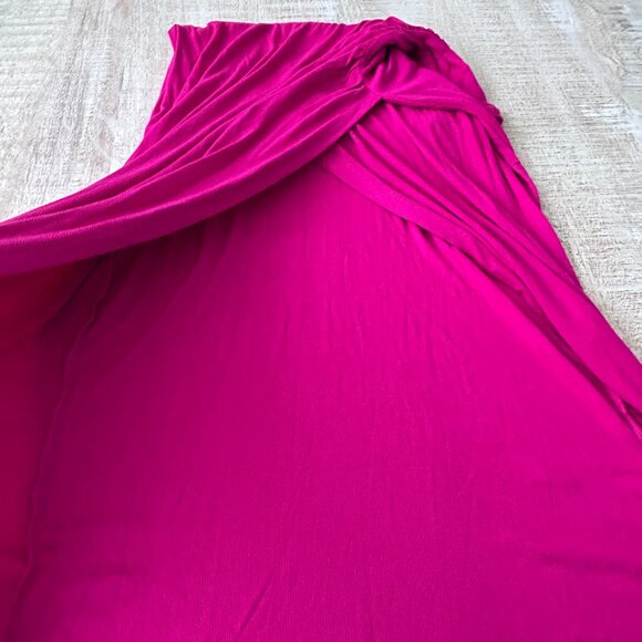 L*Space Hot Pink Sleeveless Wrap Ribbed T-Shirt Maxi Bardot Dress Size XL NWT - Picture 8 of 12